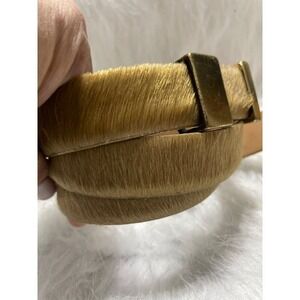 Gold-Toned Et Cetera Genuine Leather & Haircalf Belt With Rectangular Buckle